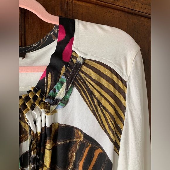 SOLD — Y2K Roberto Cavallli | Cream Butterfly Botanical Print Blouse M - Picture 10 of 13
